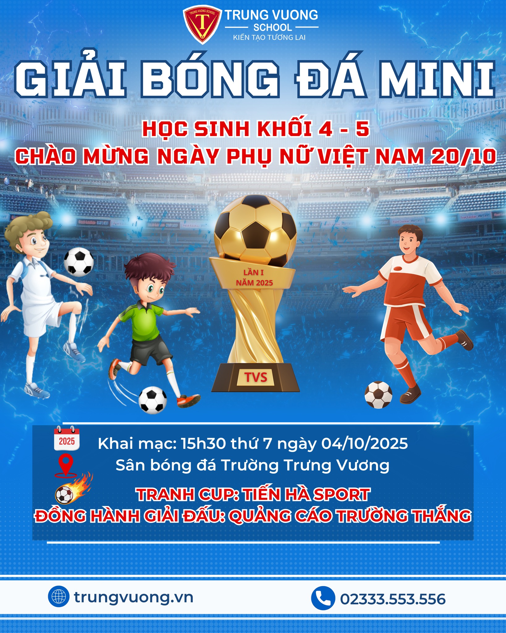 Sân cỏ Trưng Vương Rực Lửa - Khởi Tranh Giải Bóng Đá Mini Khối 4,5 Chào Mừng Ngày Quốc Tế Phụ Nữ 20/10